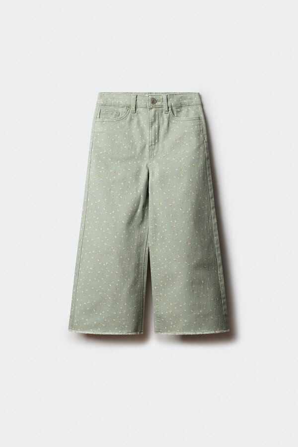 Springfield Kids Calça culotte floral para menina verde