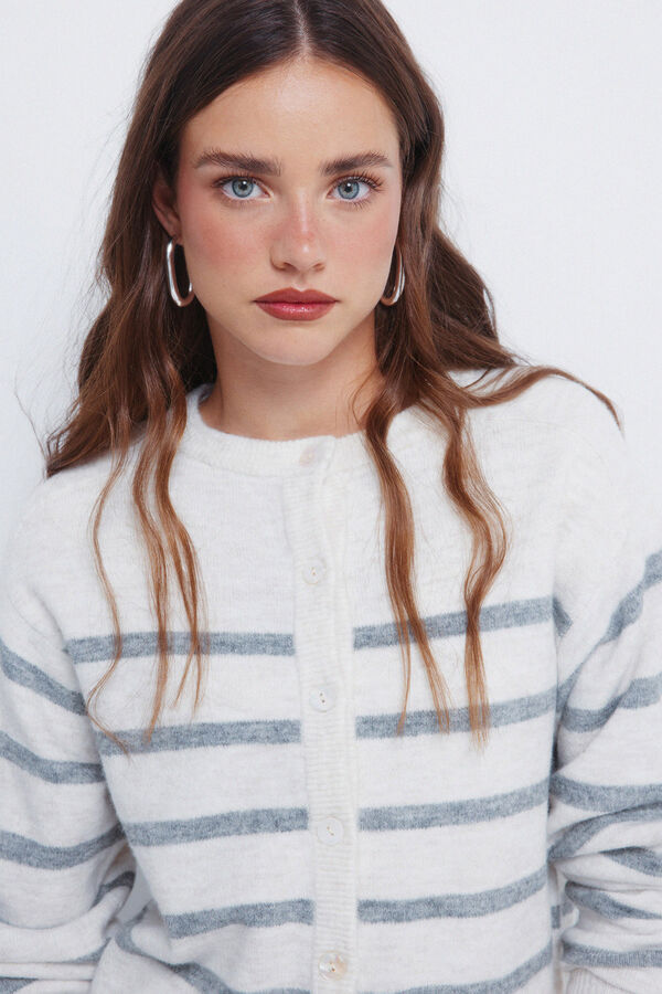 Springfield Cardigan with round neck buttons brown