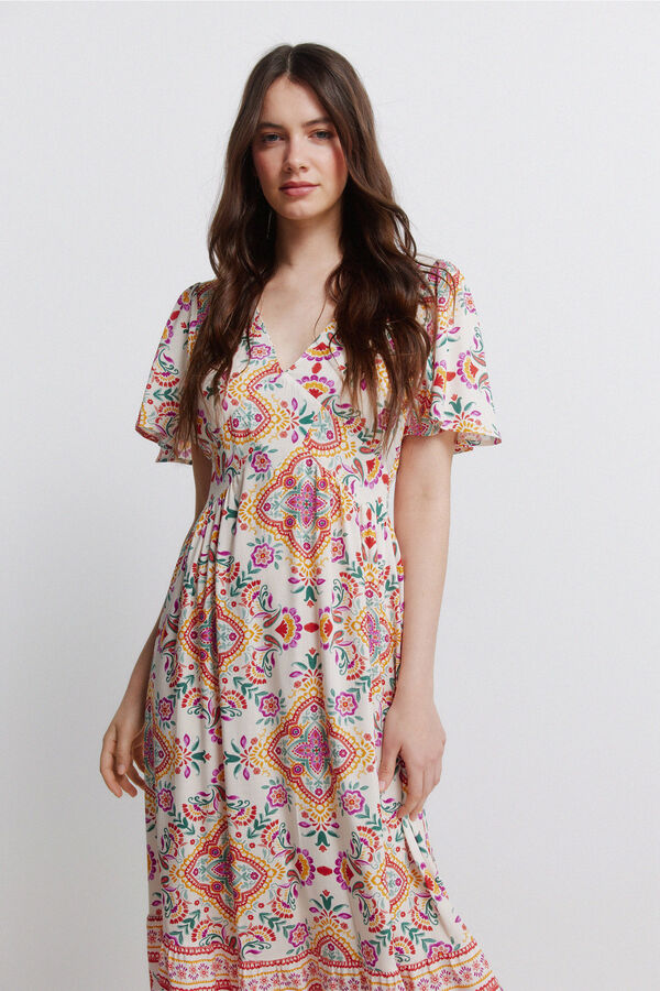 Springfield Vestido midi estampado branco