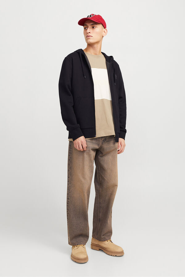 Jack & Jones Sweatshirt b&aacute;sica com fecho-&eacute;clair preto