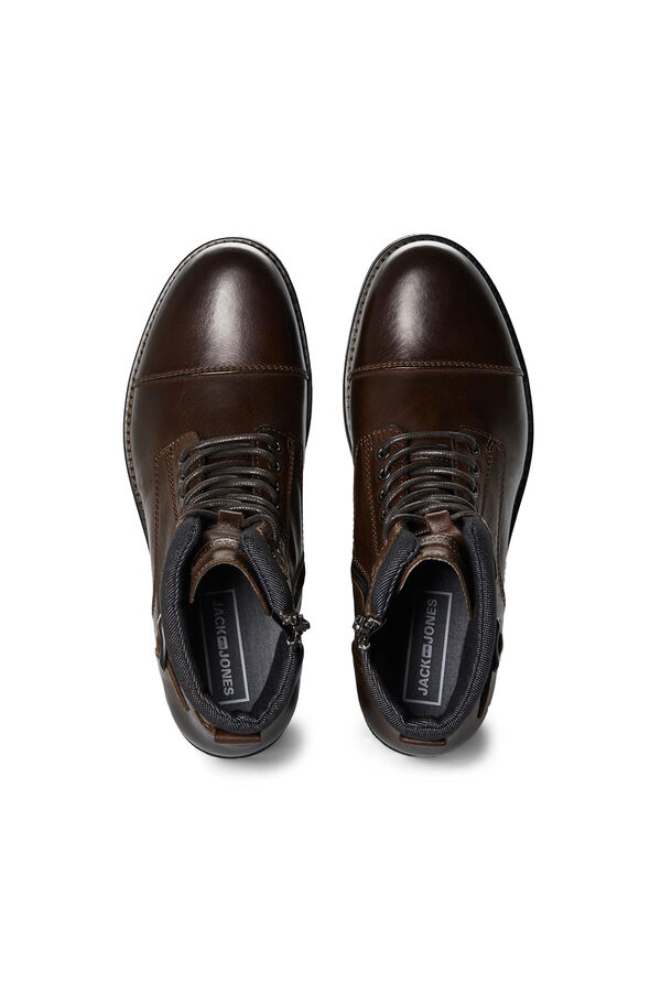 Jack & Jones Bota piel piso track marr&oacute;n