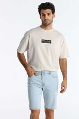 Lois Bermuda slim fit de cintura m&eacute;dia azul