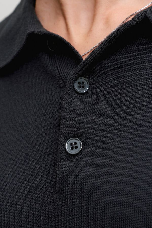 Jack & Jones Polo de malha 100% algod&atilde;o preto