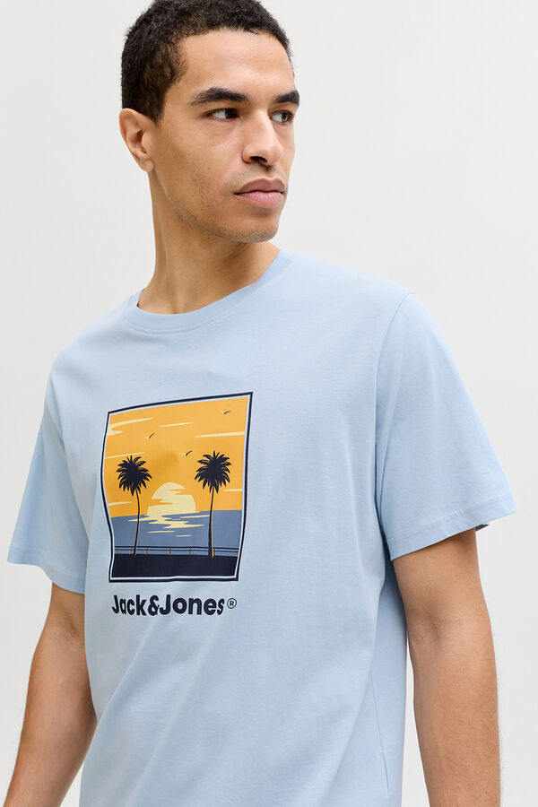 Jack & Jones T-shirt manga curta em algod&atilde;o azul