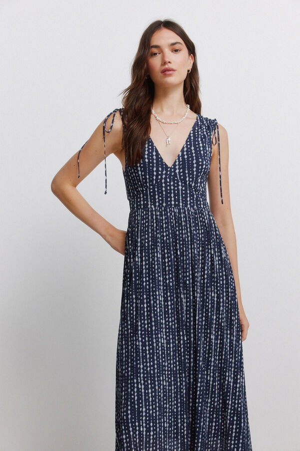 Springfield Vestido de al&ccedil;as com franzidos nos ombros azul