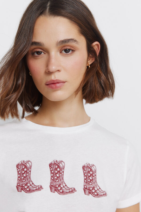 Springfield T-shirt com mangas dobradas bege