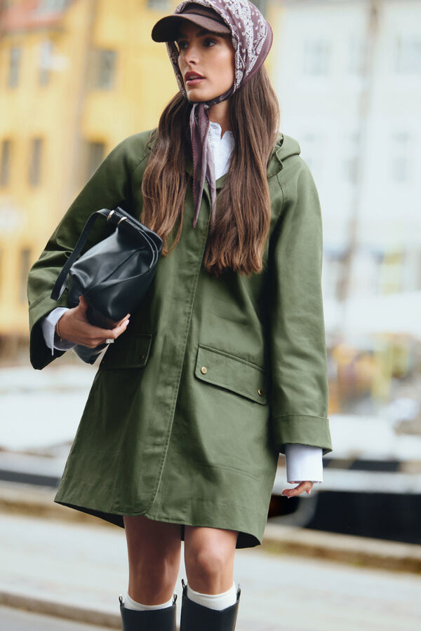 Springfield Parka de algodão com capuz Caqui escuro