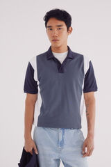 Springfield regular fit vertical striped piqué polo blue