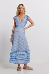 Springfield Vestido de al&ccedil;as com folhos estampado sanefa branco