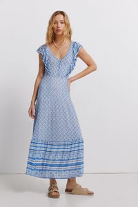 Springfield Vestido de al&ccedil;as com folhos estampado sanefa