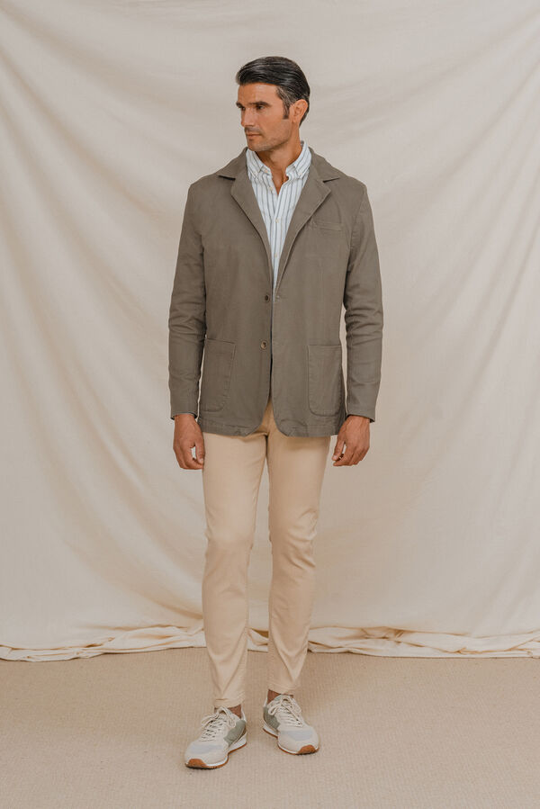 Celopman Blazer casual de algodão  verde