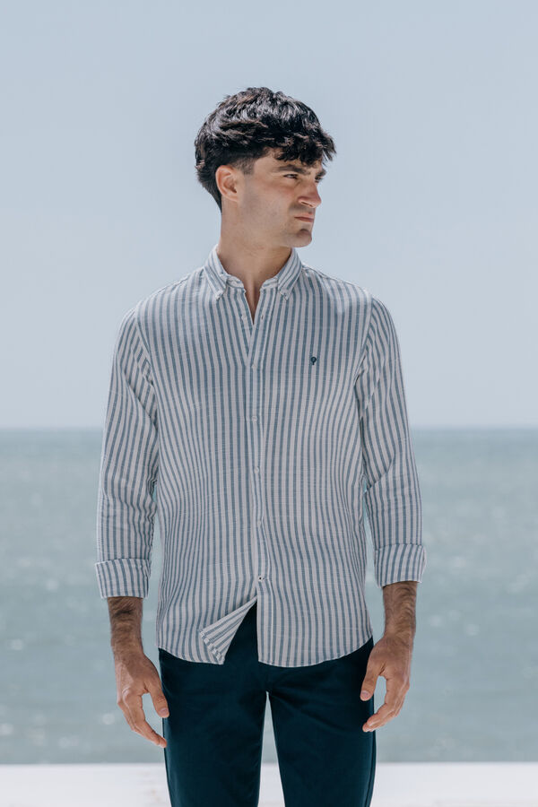 Celopman Camisa xadrez &agrave;s riscas azul