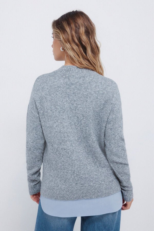 Springfield Camisola Perkins com gola combinada cinzento