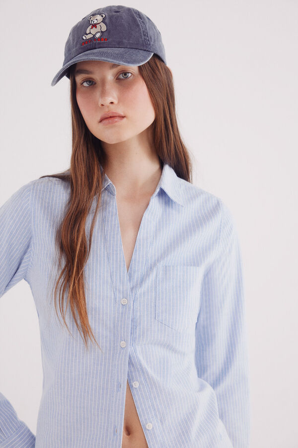 Springfield Camisa Oxford com gola aberta azul