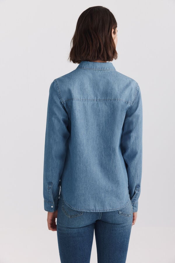 Springfield Camisa b&aacute;sica em denim azul