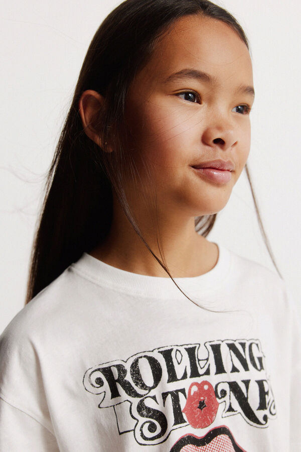 Springfield Kids T-shirt Rolling Stones para menina bege