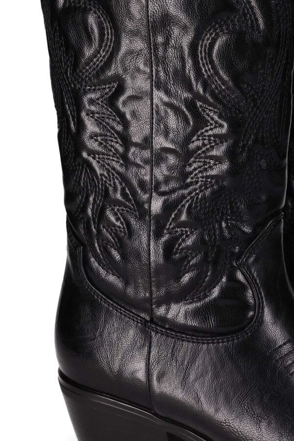 Chika 10 Botas cowboy com bordados decorativos preto