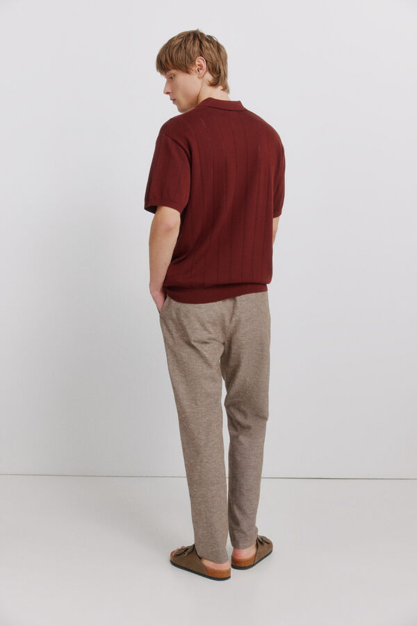 Springfield Cal&ccedil;as chino em linho comfort fit cru