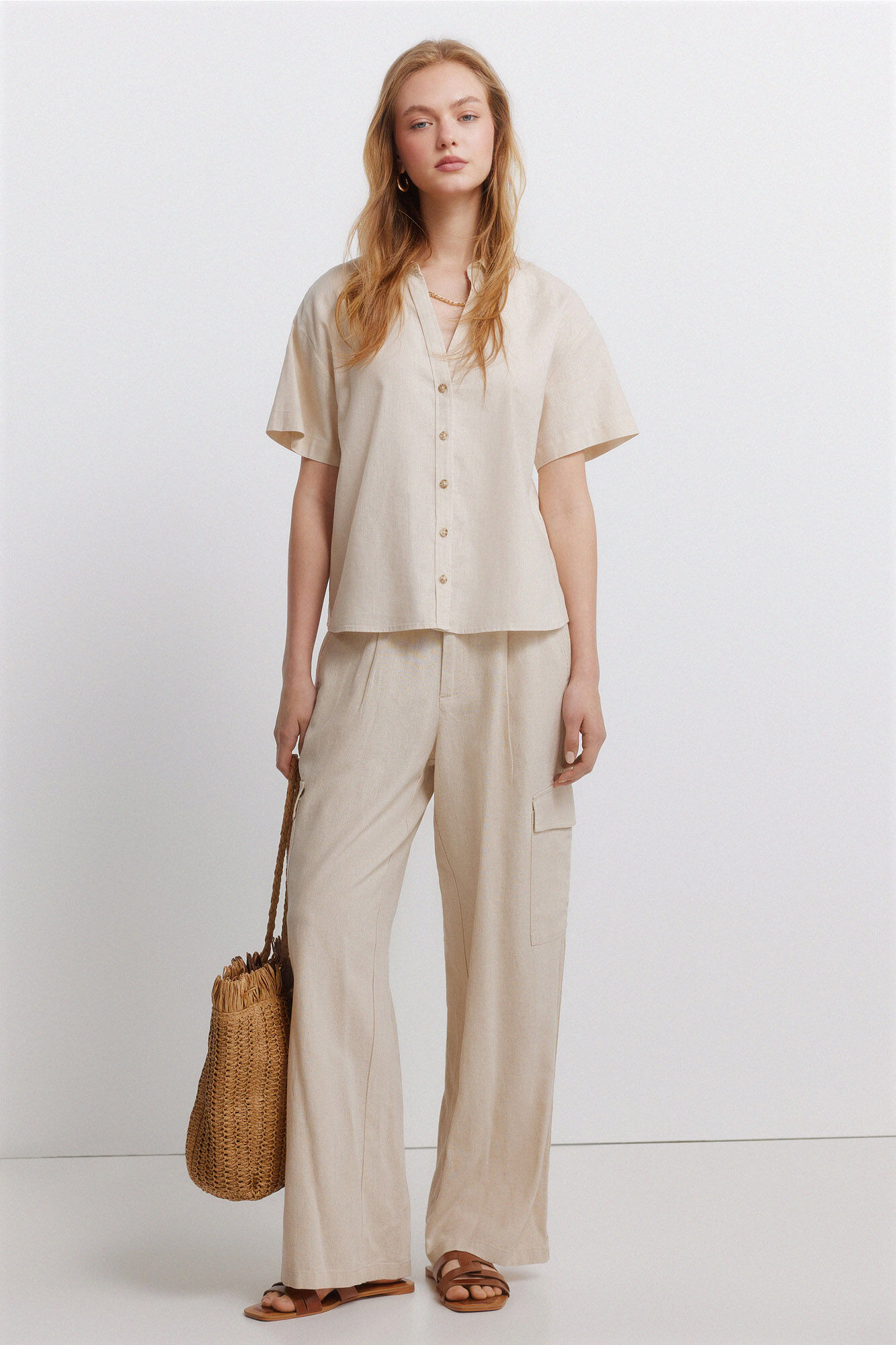 Springfield Cal&ccedil;a cargo em linho