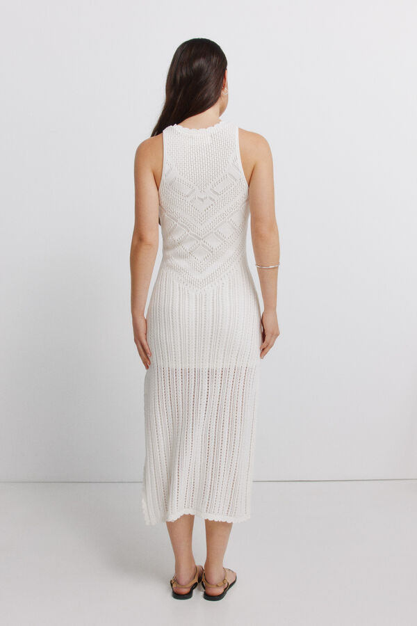 Springfield Vestido midi em malha pointelle branco
