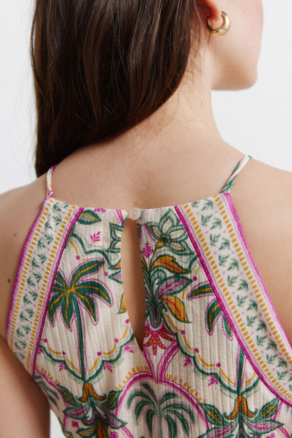 Springfield Vestido gola halter estampado branco