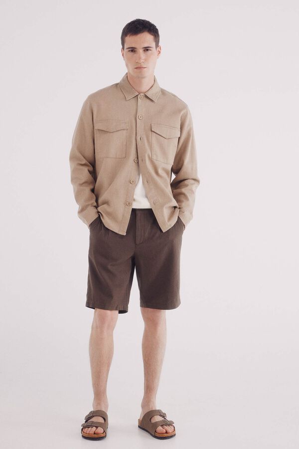 Springfield Bermuda slim fit em linho cru