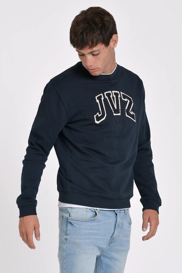 JVZ Sweatshirt de gola redonda com logo azul
