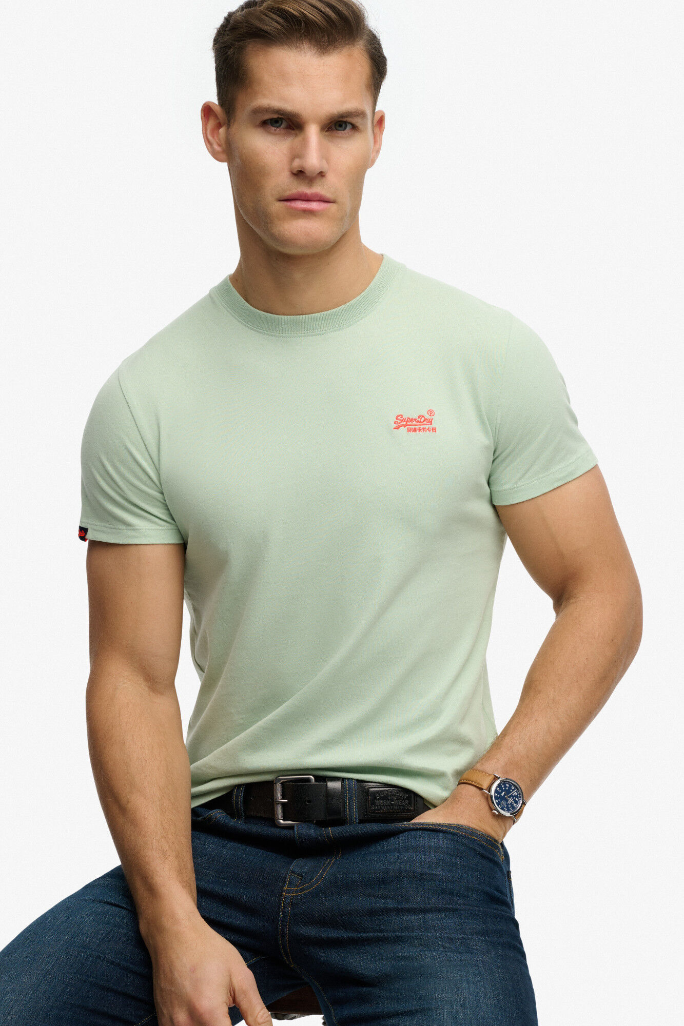 Superdry T-shirt de manga curta b&aacute;sica com log&oacute;tipo pequeno