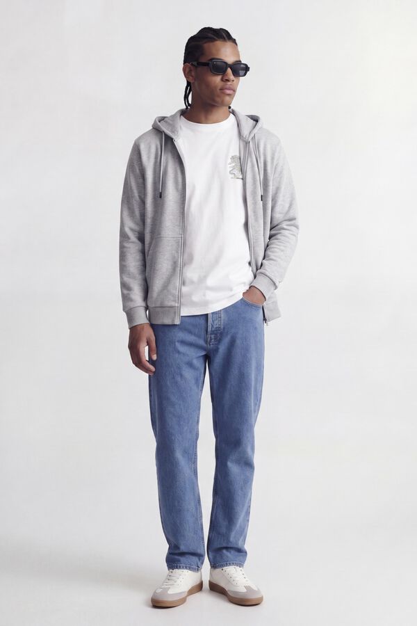 Jack & Jones Sweatshirt relaxed com capuz cinzento