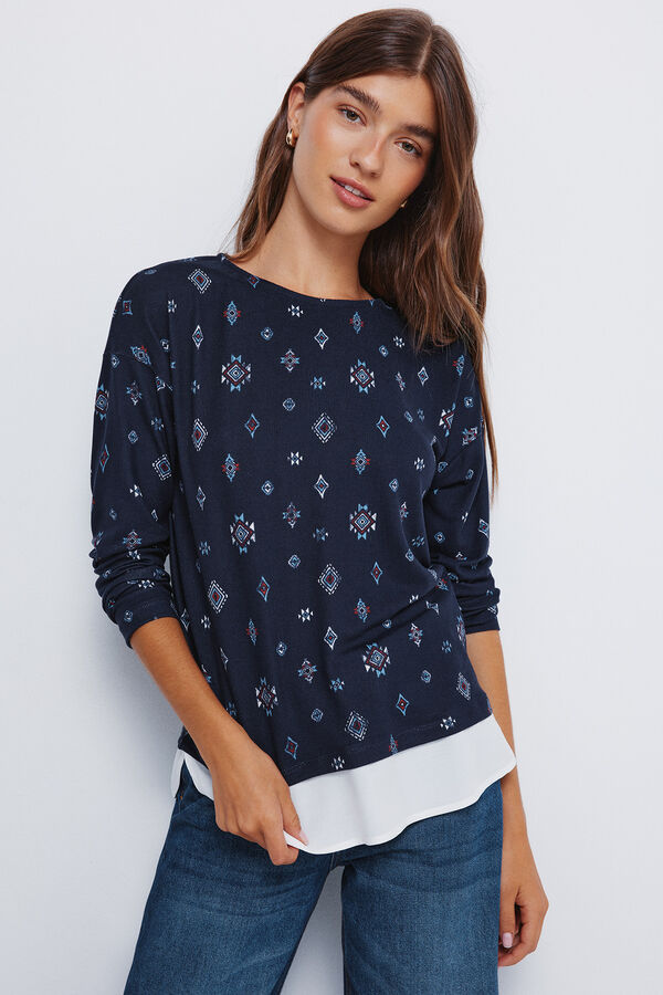 Springfield T-shirt estampada combinada  azul