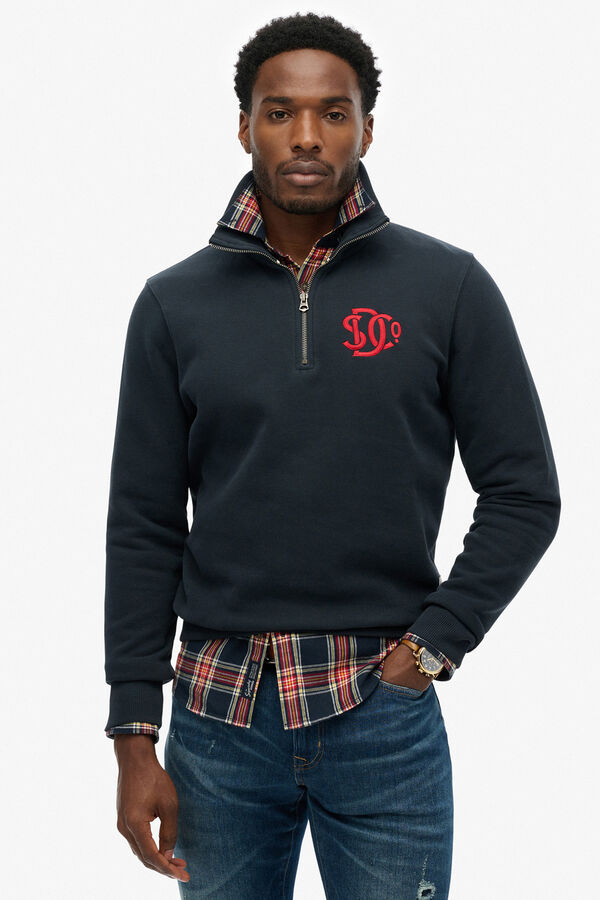 Superdry Sweatshirt meio fecho-&eacute;clair n&eacute;on azul