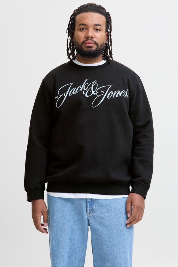 Jack & Jones PLUS Sweatshirt com logo frontal preto