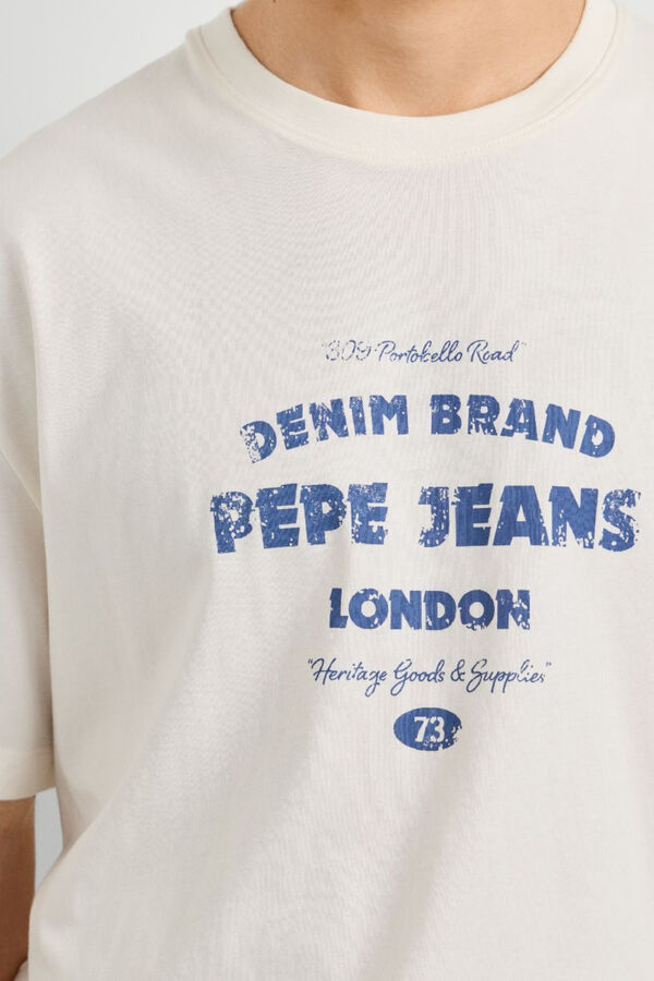 Pepe Jeans T-shirt de manga curta com estampado gr&aacute;fico bege