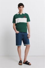 Springfield Bermuda jeans b&aacute;sica lavagem escura slim fit azul