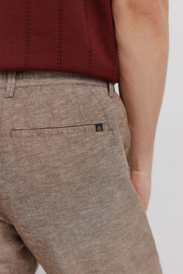 Springfield Cal&ccedil;as chino em linho comfort fit cru