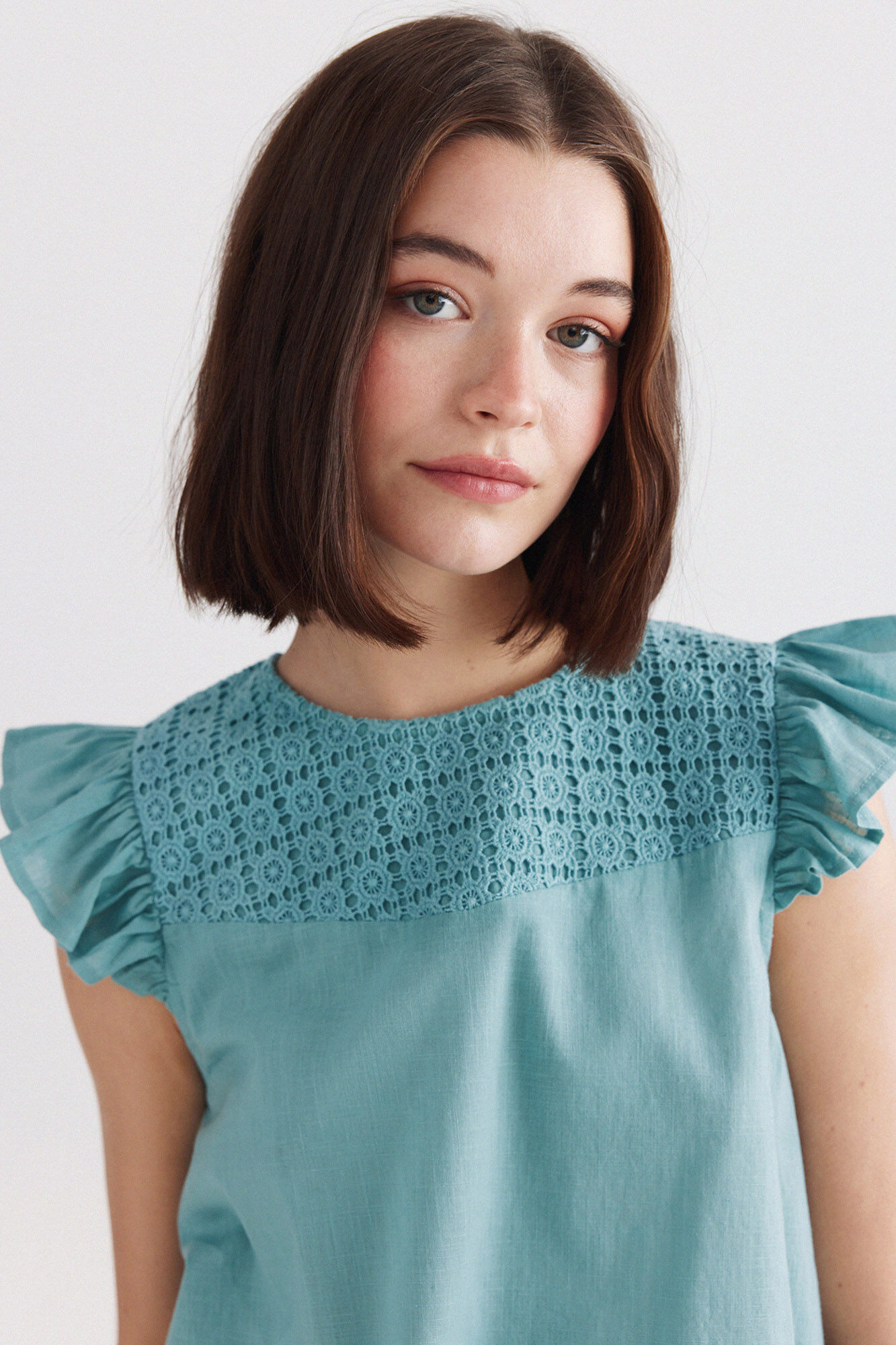 Springfield Blusa com folhos em crochet