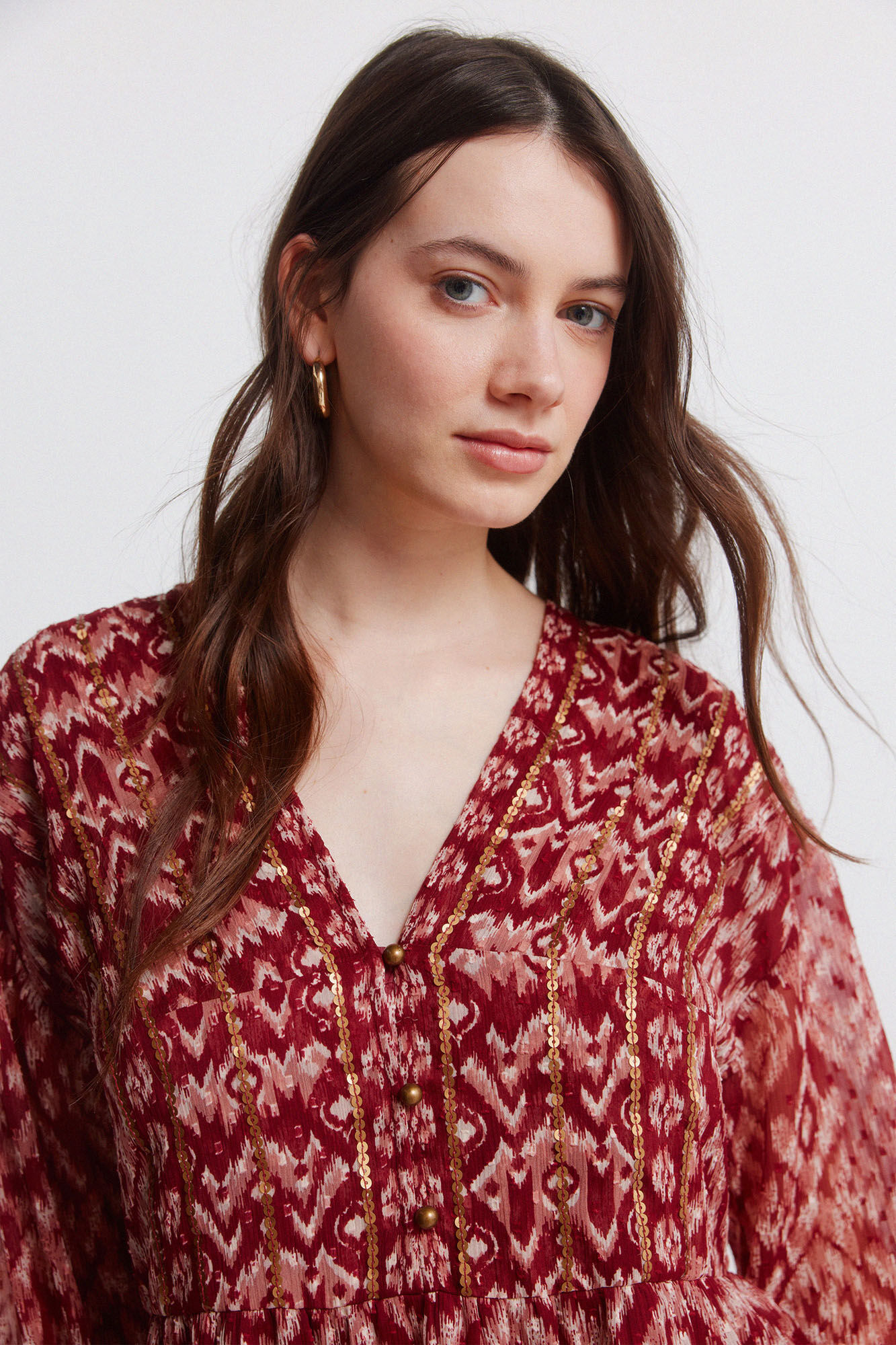 Springfield Vestido curto em gaze com lantejoulas