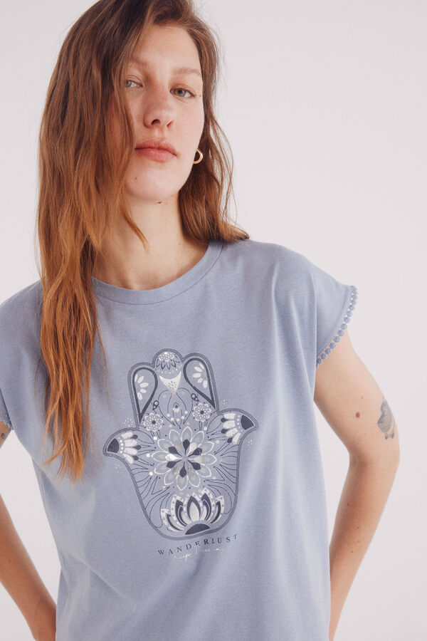 Springfield T-shirt gráfico étnico azul