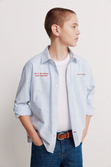 Springfield Kids Camisa em popelina de riscas para menino azul