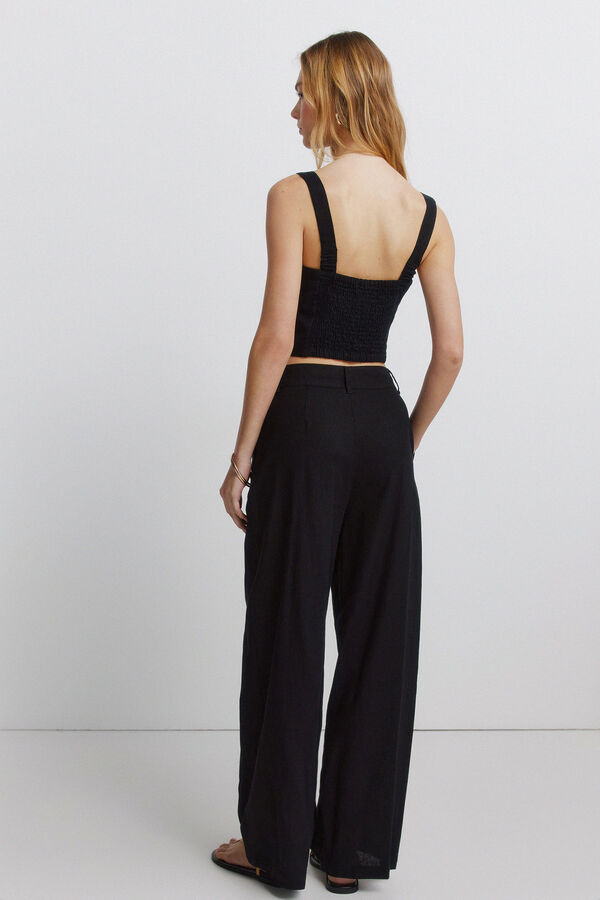 Springfield Cal&ccedil;as alfaiate de linho preto