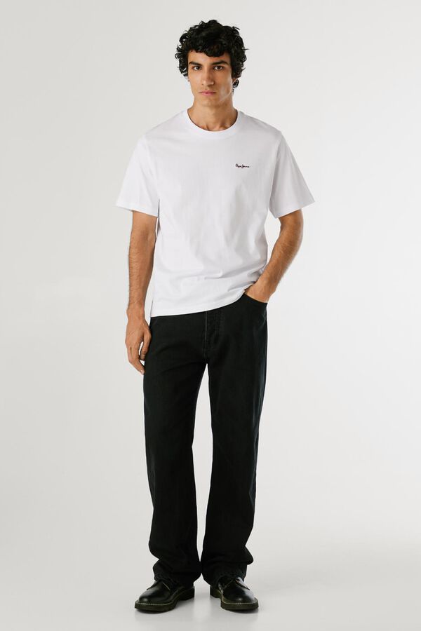 Pepe Jeans Camiseta Regular Fit com Logotipo Bordado branco