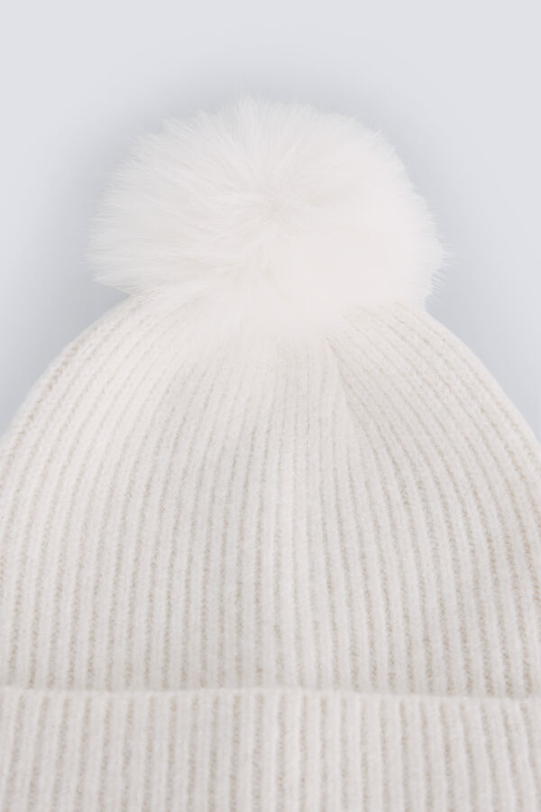 Springfield Bon&eacute; de malha pompom cru