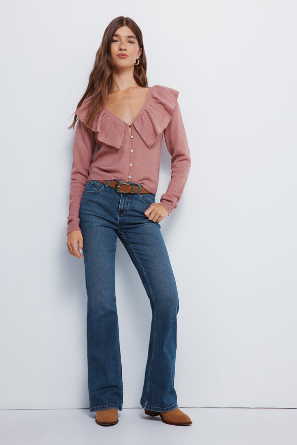 Springfield Cardigan com folho babado vermelho