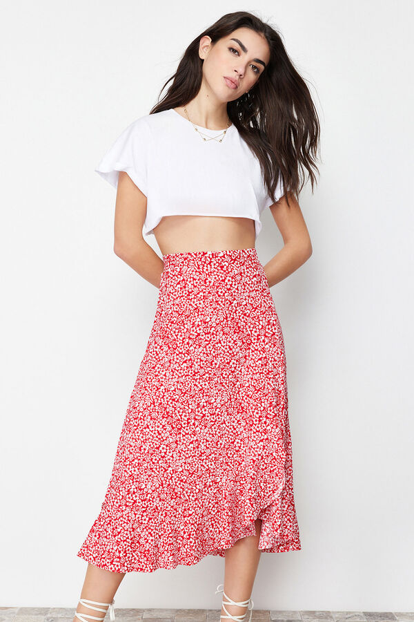 Trendyol Midi skirt with slit burgundy