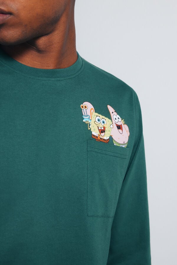 Springfield Pijama largo Bob Esponja verde