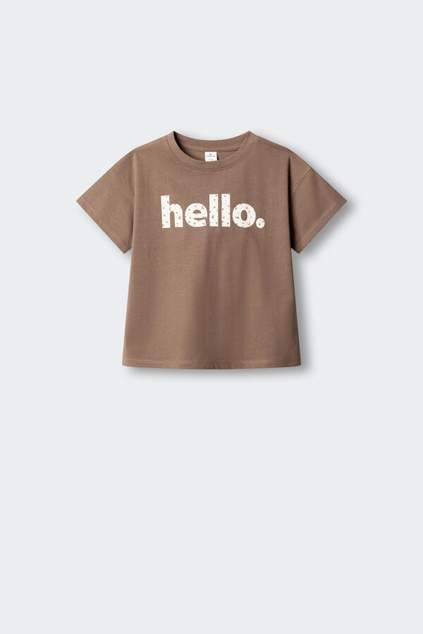 Springfield Kids T-shirt de manga curta "Hello" menina cru