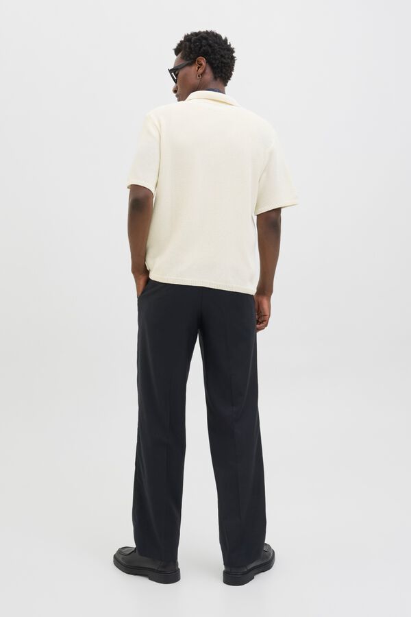 Jack & Jones Polo de crochet com caimento relaxado branco