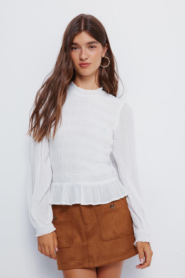 Springfield Blusa romântica com elástico cru