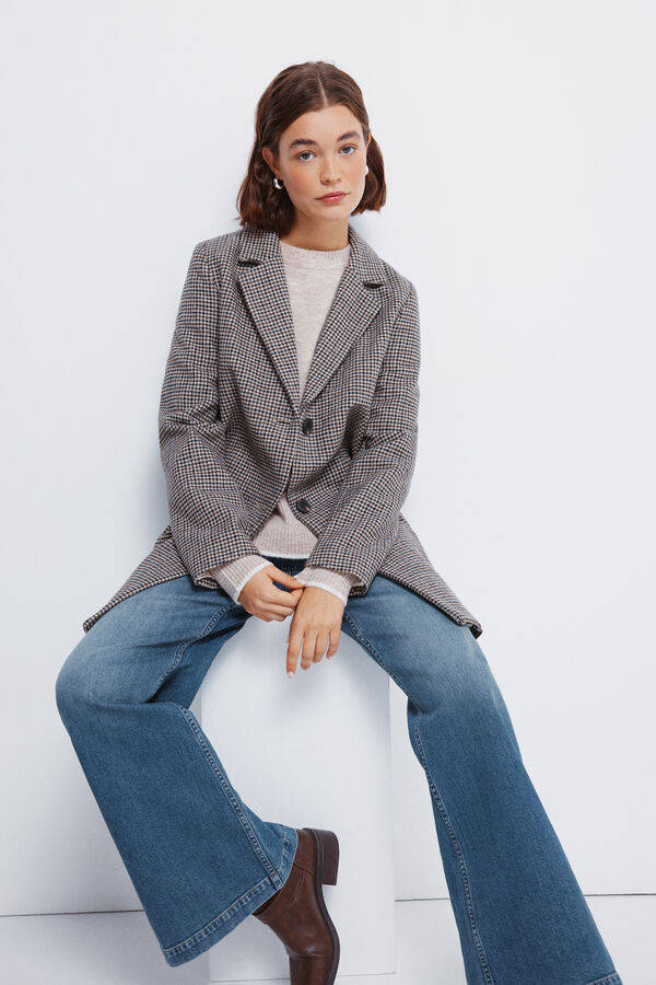 Springfield Casaco sobretudo com gola de lapela azul