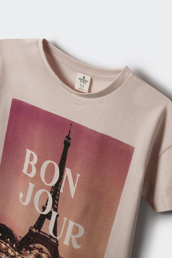 Springfield Kids T-shirt Bonjour para menina rosa